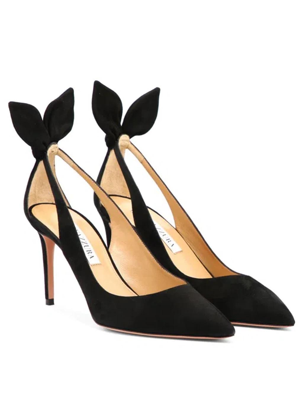 AQUAZZURA Bow Tie 85 Suede Pumps In Black Product Image