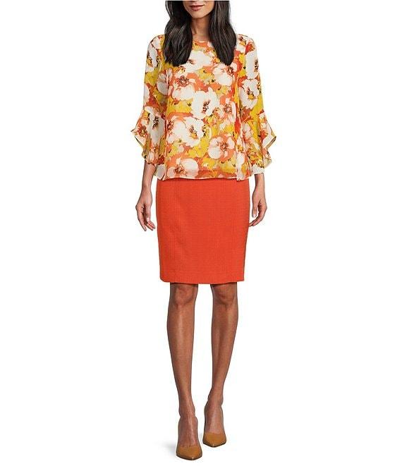 Kasper Textured Side Zip Coordinating Pencil Skirt Product Image