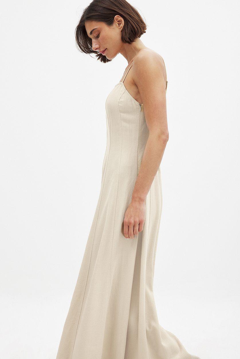 Linen Blend Seam Detail Maxi Dress Product Image