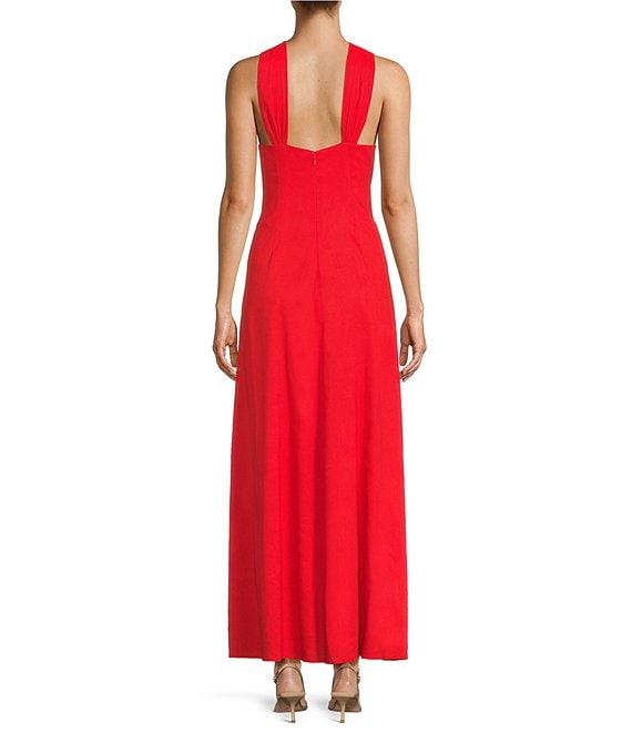 Antonio Melani Bronwyn Linen Blend Halter Neck Sleeveless A-Line Maxi Dress Product Image