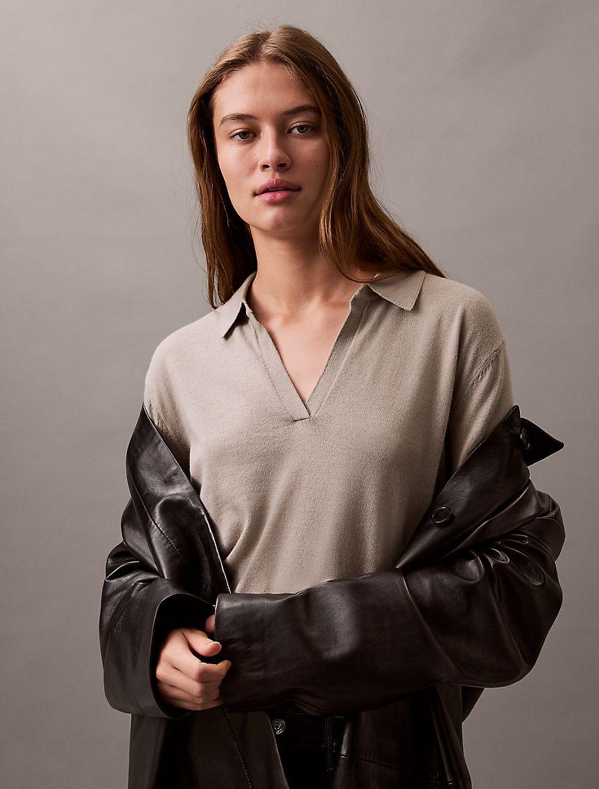 Extra Fine Merino Blend Polo Sweater Product Image