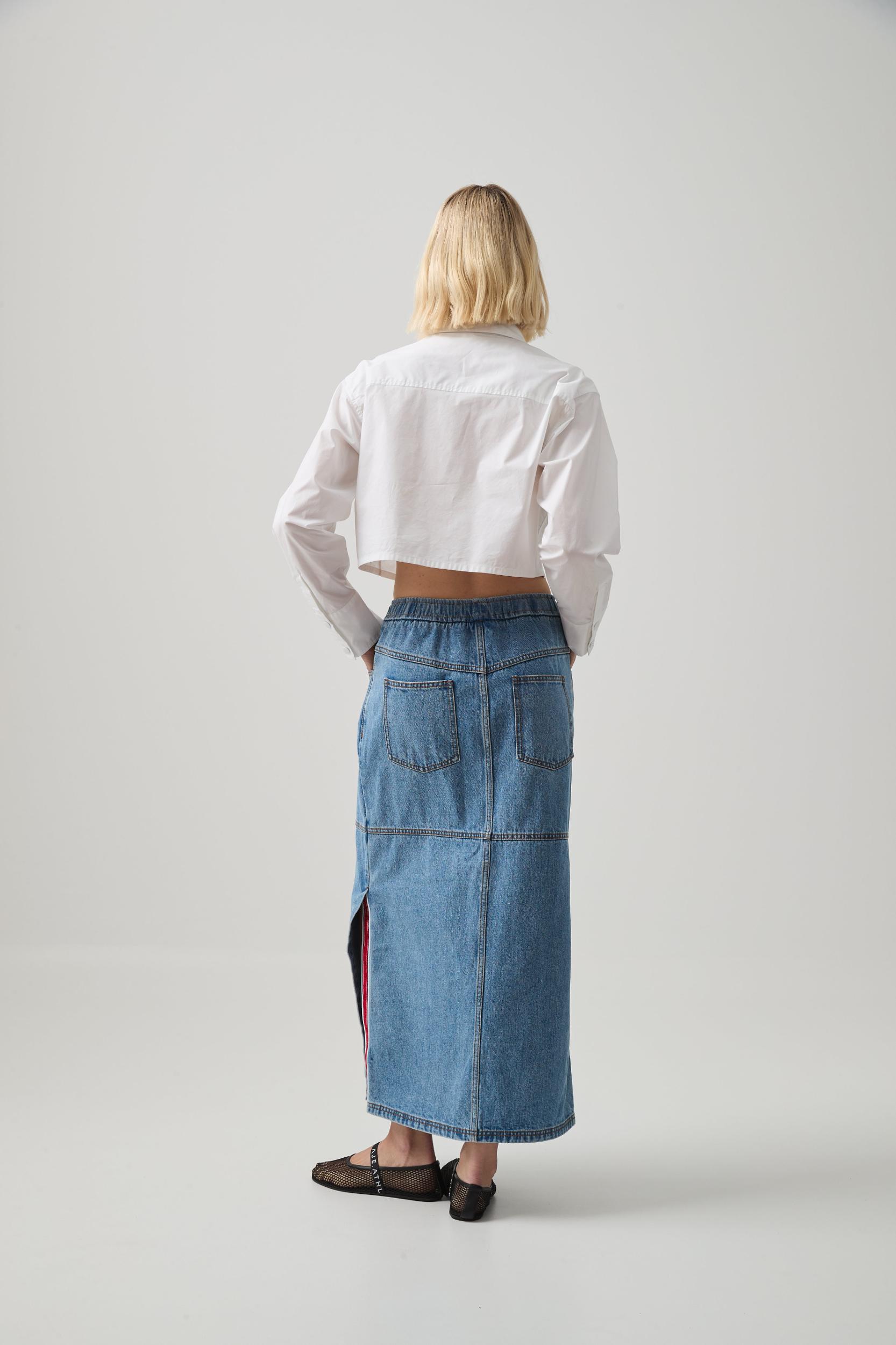 Longline Denim Skirt Product Image