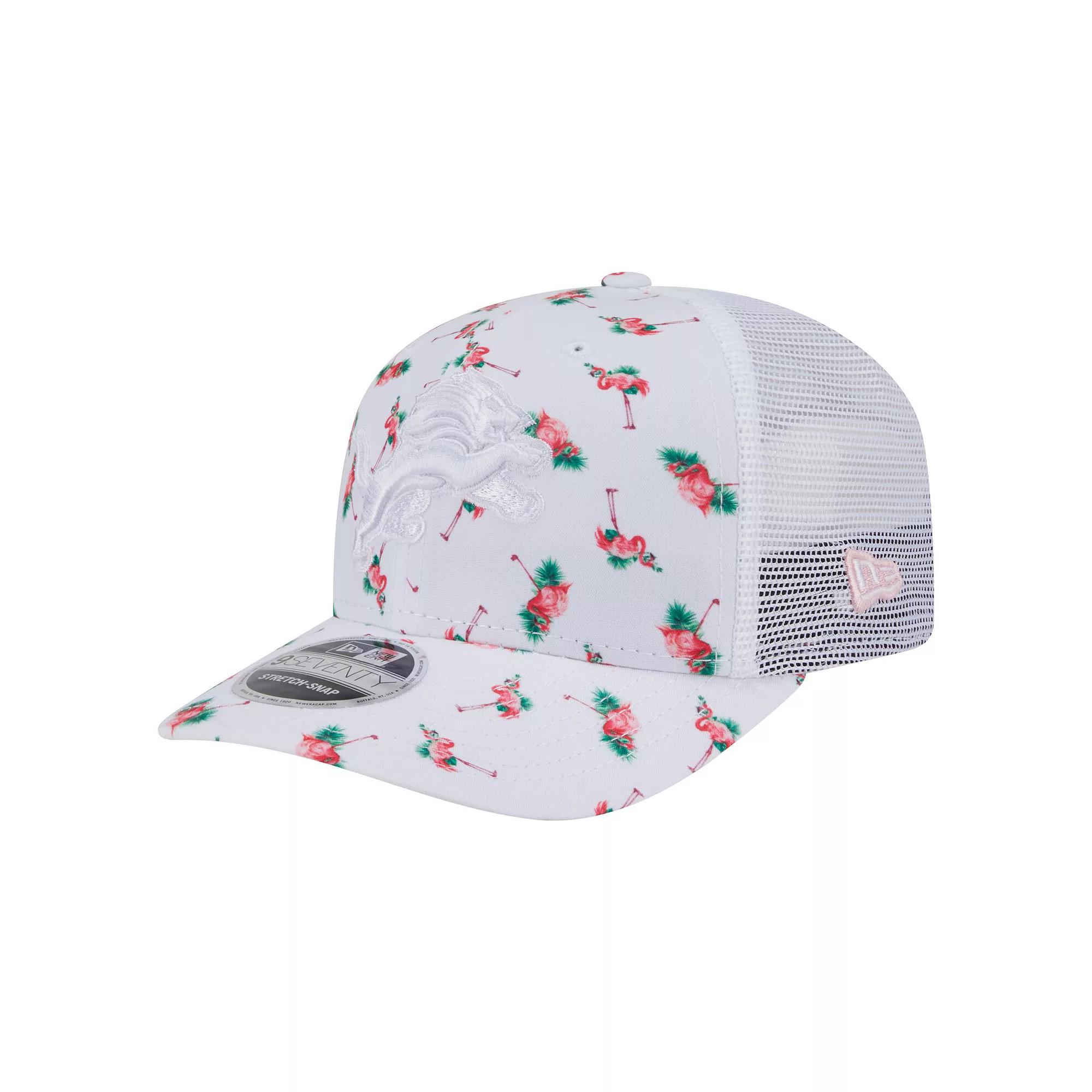 Men's New Era White Detroit Lions Adventure Flamingo Pattern 9SEVENTY Stretch-Snap Hat Product Image