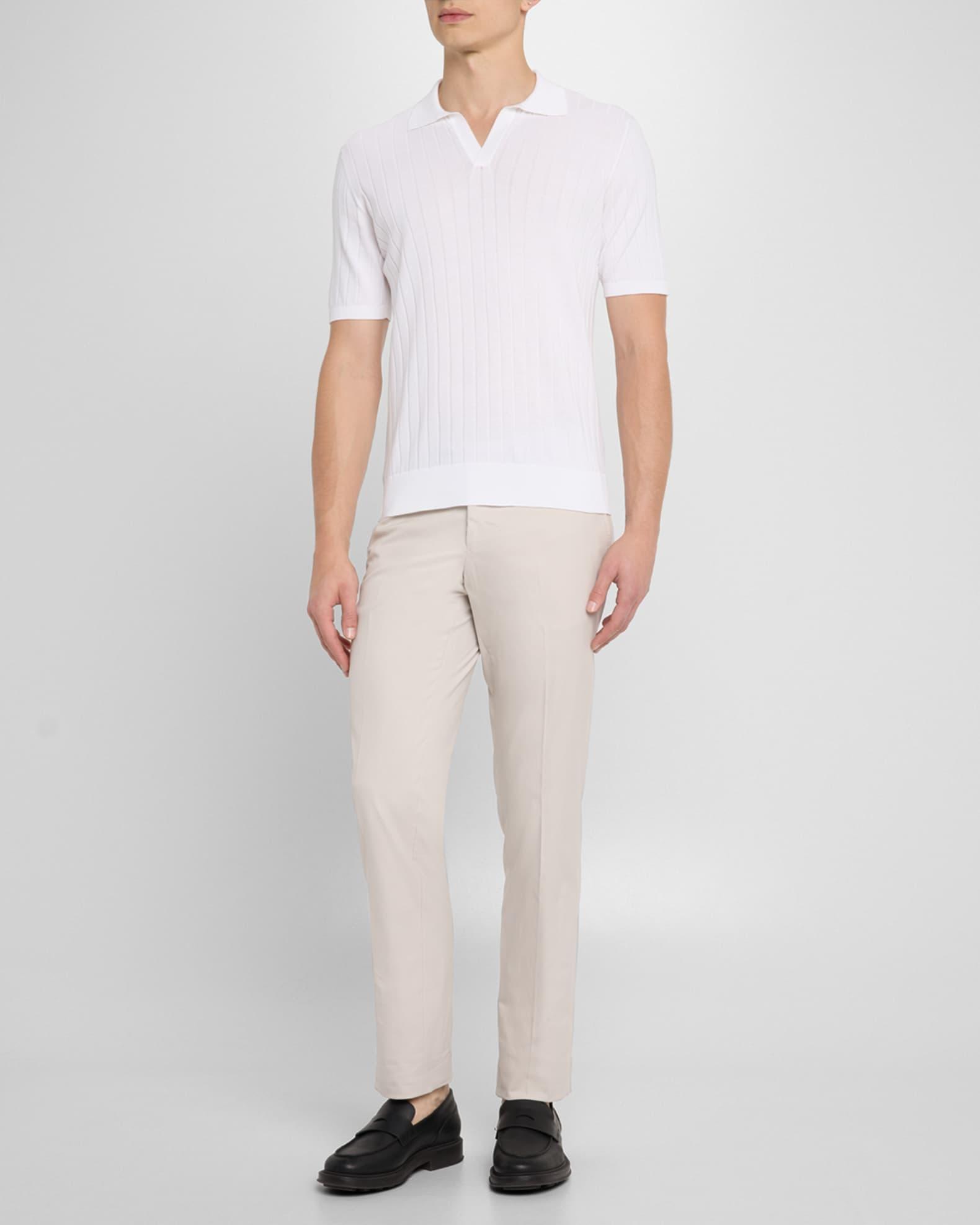 Men's Cotton Rib Short-Sleeve Polo Sweater Product Image