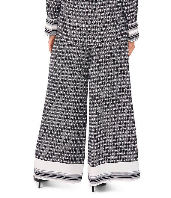 Vince Camuto Woven Printed Wide-Leg Pull-On Pants Product Image