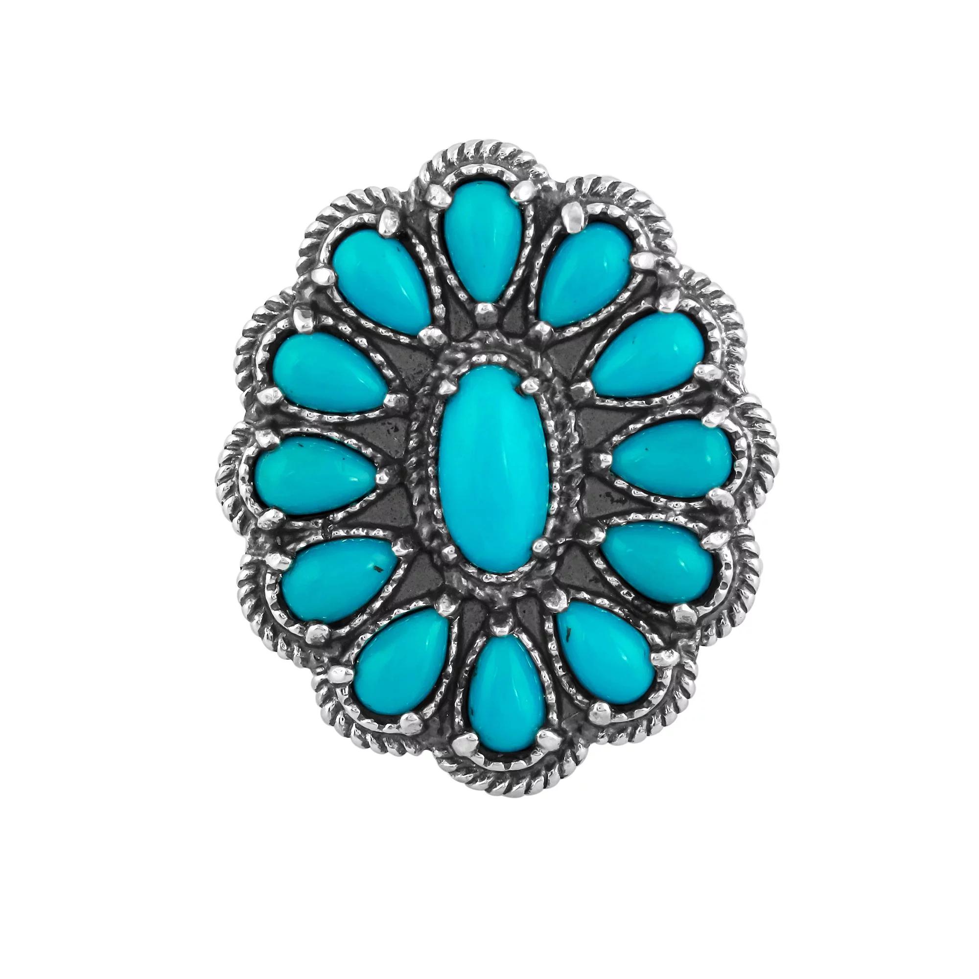 Southwest Spirit® Sterling Silver and Turquoise Blossom Ring, Women's, Size: 8 Product Image