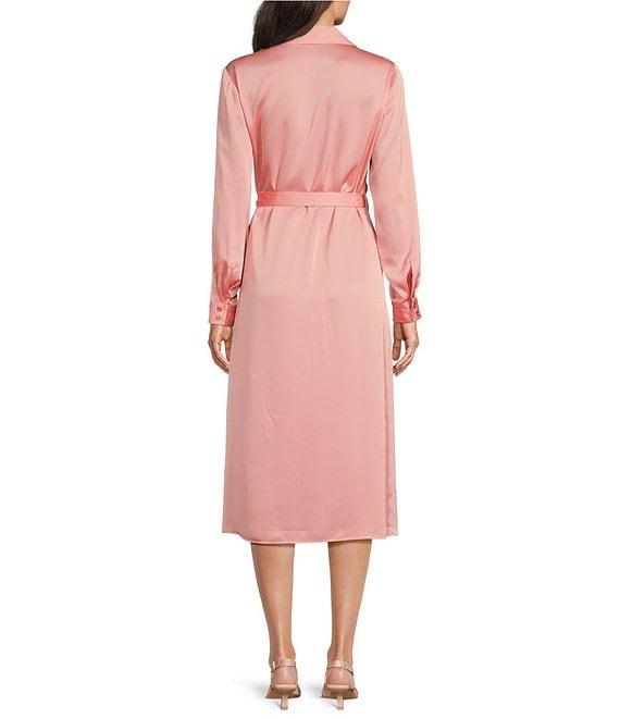 Alex Marie Tonya Long Sleeve Notch Collar V-Neck Midi Wrap Dress Product Image
