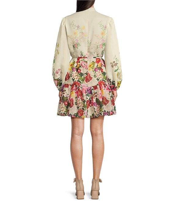 Alex Marie Lorenza Floral Organza Long Sleeve Button Front Dress Product Image
