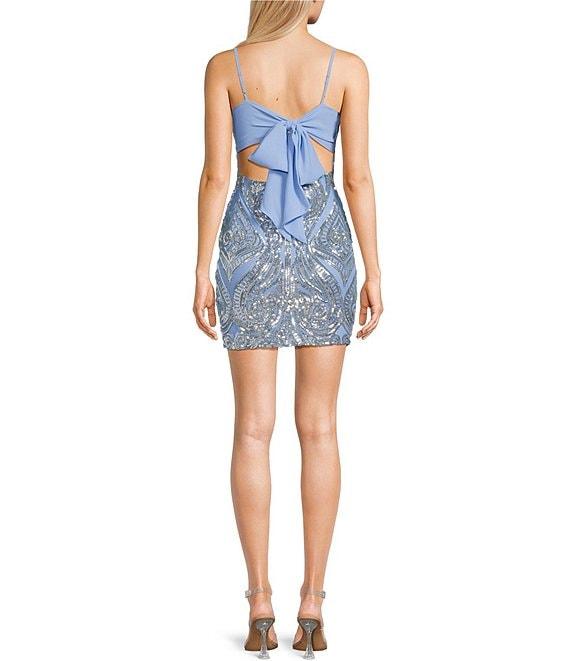 B. Darlin Pattern Sequin Bow Back Bodycon Dress Product Image