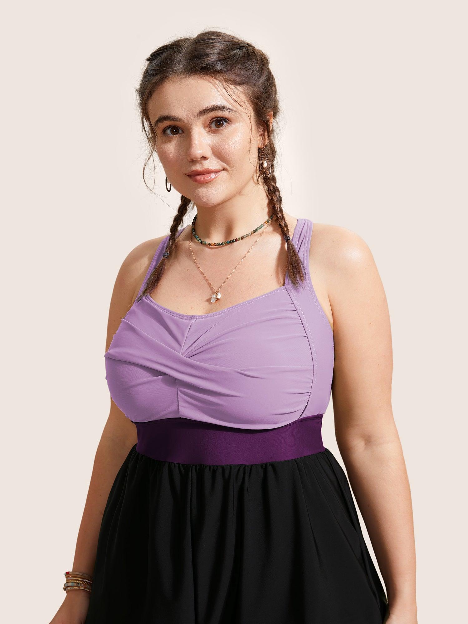 Patchwork Contrast Crossover One Piece Swimsuit Female Product Image