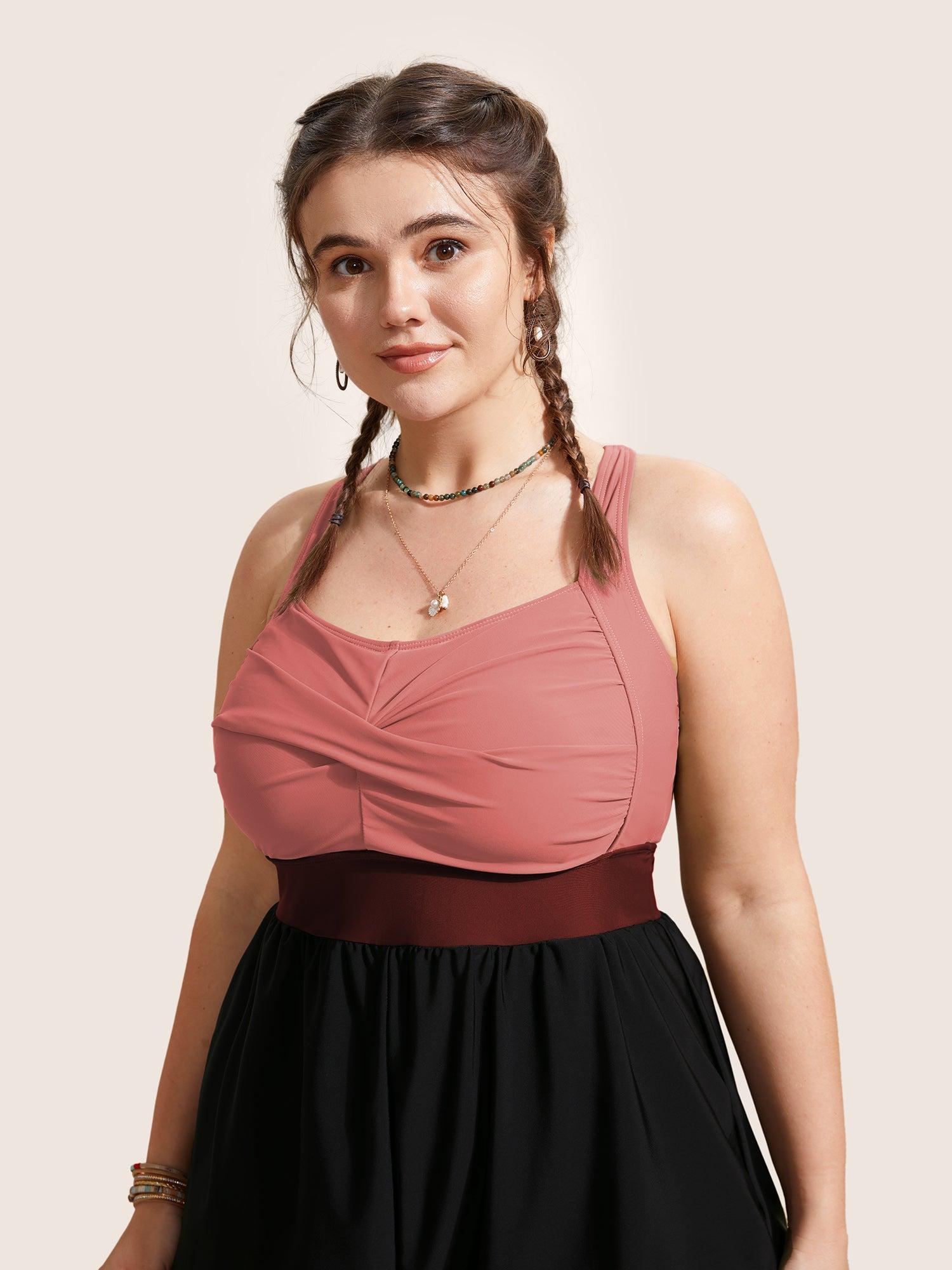 Patchwork Contrast Crossover One Piece Swimsuit Female Product Image