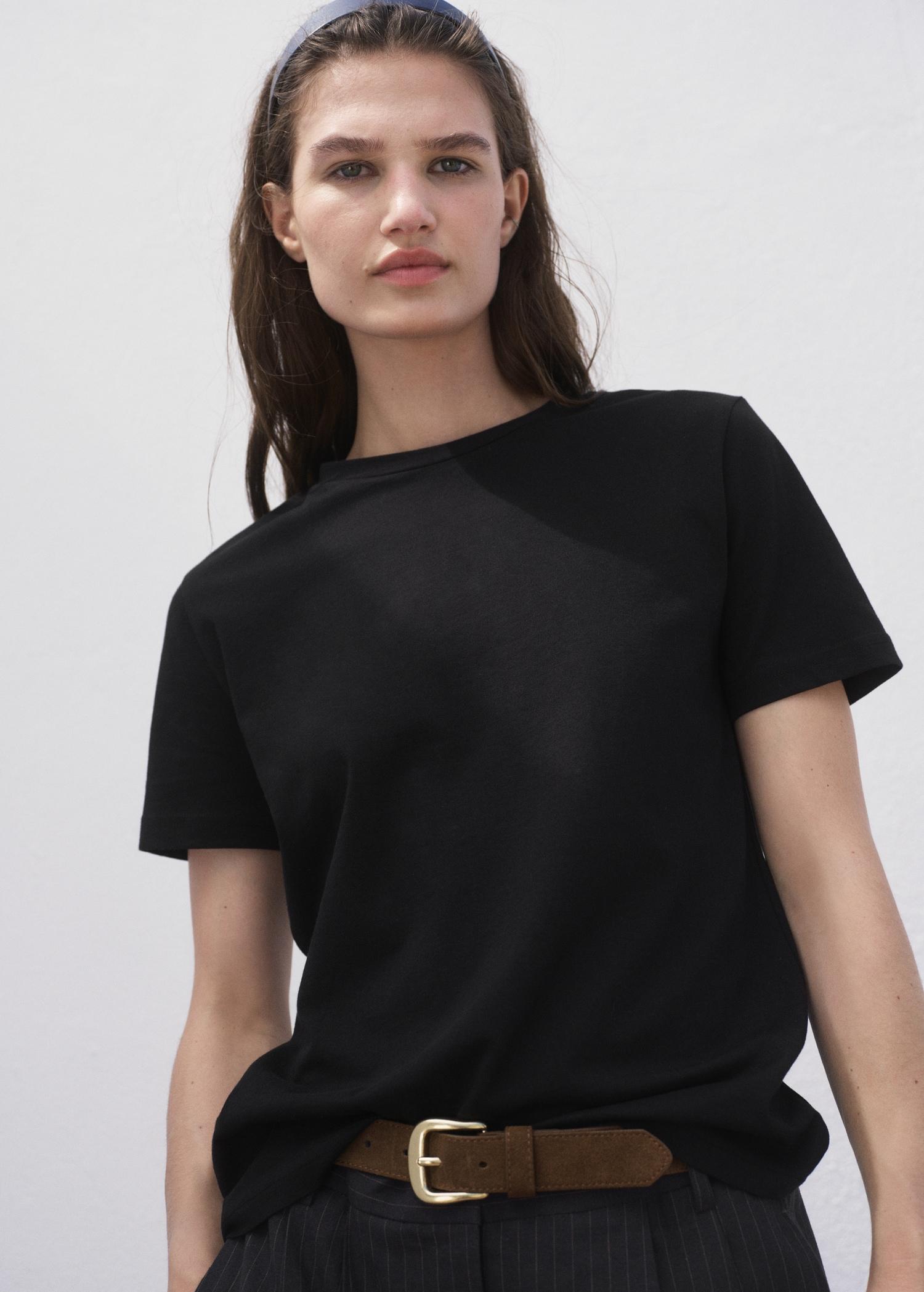 Cotton short-sleeved t-shirt - Women | MANGO USA Product Image