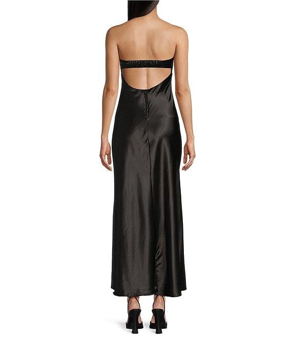 B. Darlin Satin Strapless Bow Front Dress Product Image