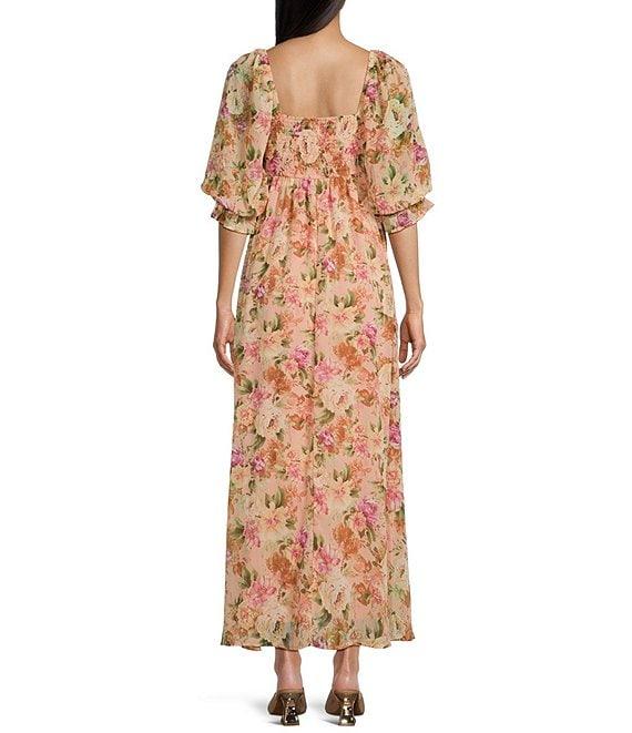 Allison & Kelly Floral Print 3/4 Sleeve Empire Waist Midi Dress Product Image