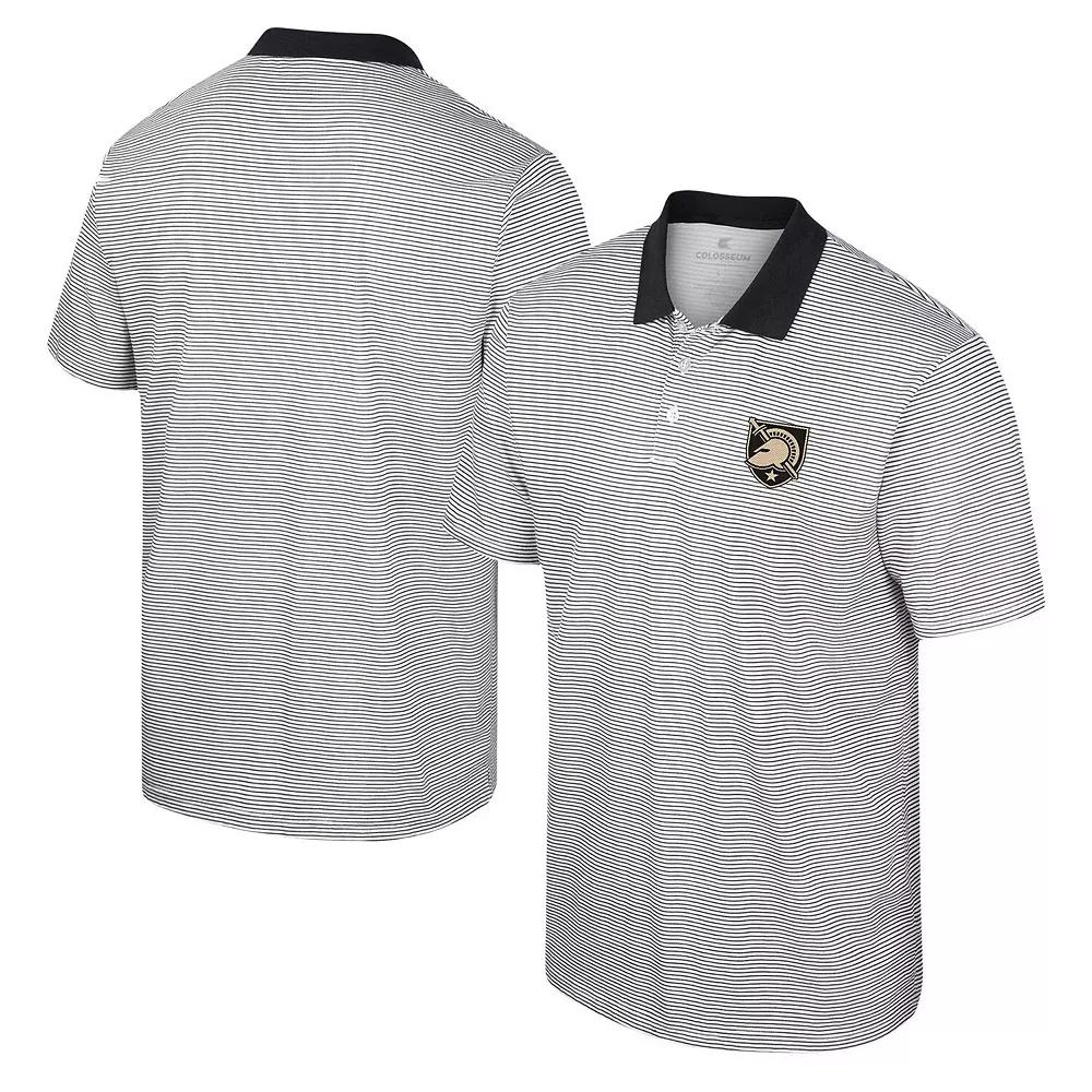 Men's Colosseum White/Black Army Black Knights Print Stripe Polo, Size: XL, Nc2 White Product Image
