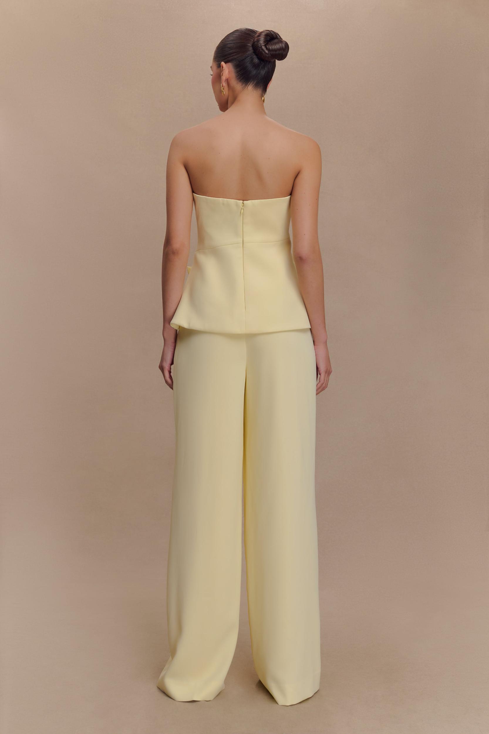 Faith Suiting Wide Leg Pant - Lemon Cream Product Image