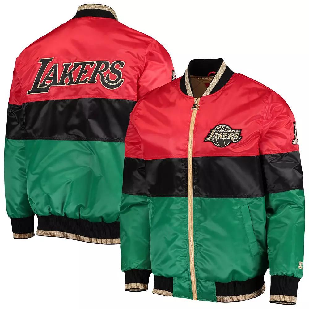 Men's Starter Red/Black/Green Los Angeles Lakers Black History Month NBA 75th Anniversary Full-Zip Jacket,  Product Image