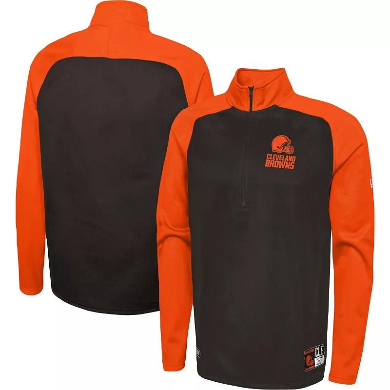 Men's New Era Black Cincinnati Bengals Combine Authentic O-Line Raglan Half-Zip Jacket, Size: Large Product Image