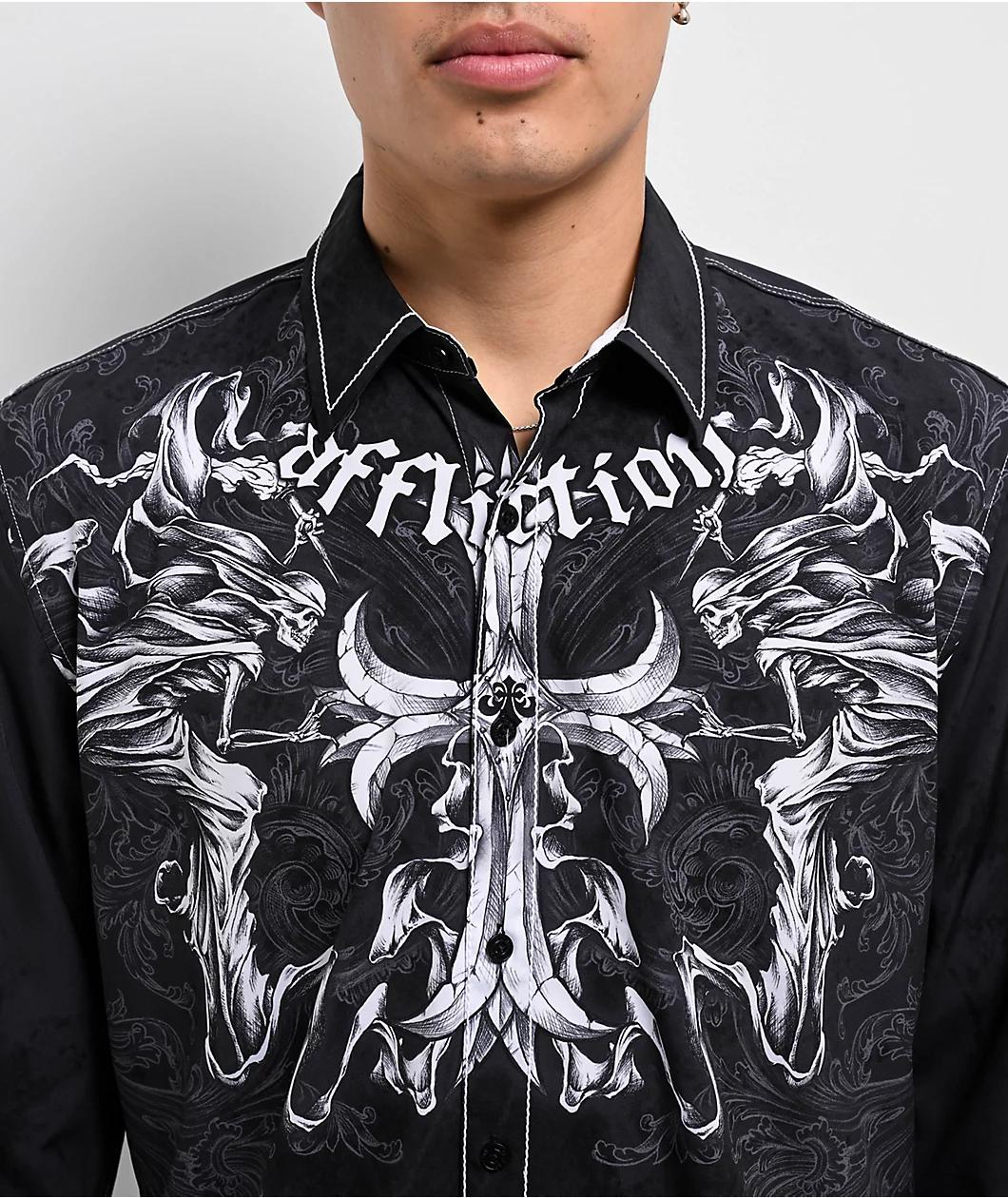 Affliction Jump Black Long Sleeve Button Up Shirt Product Image