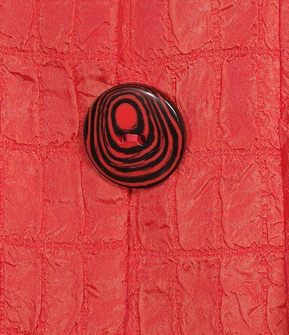 IC Collection Crinkle Jacquard Textured High Neck Bracelet Sleeve Button Front Jacket Product Image