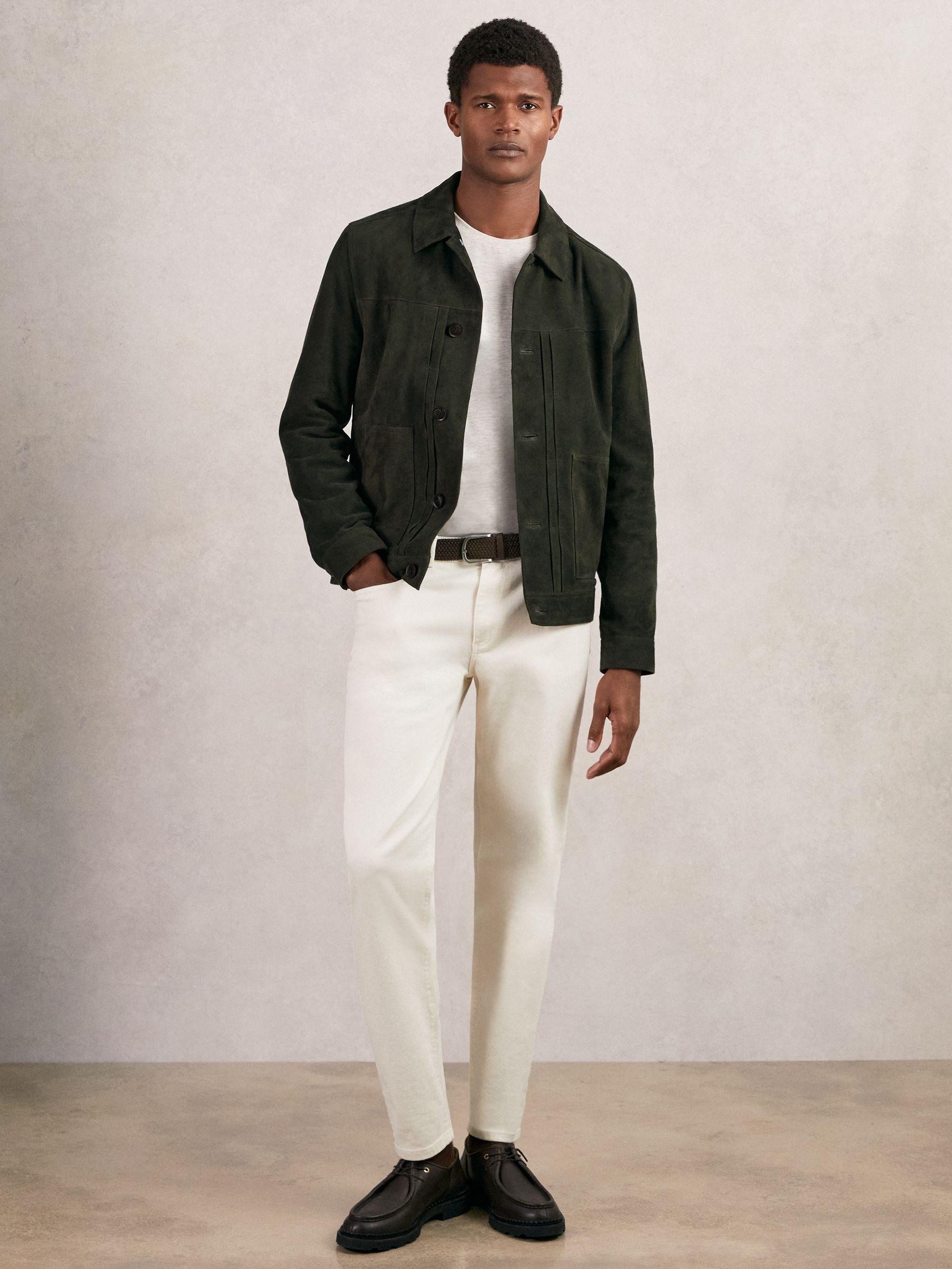 Suede Worker Jacket in Dark Green Product Image