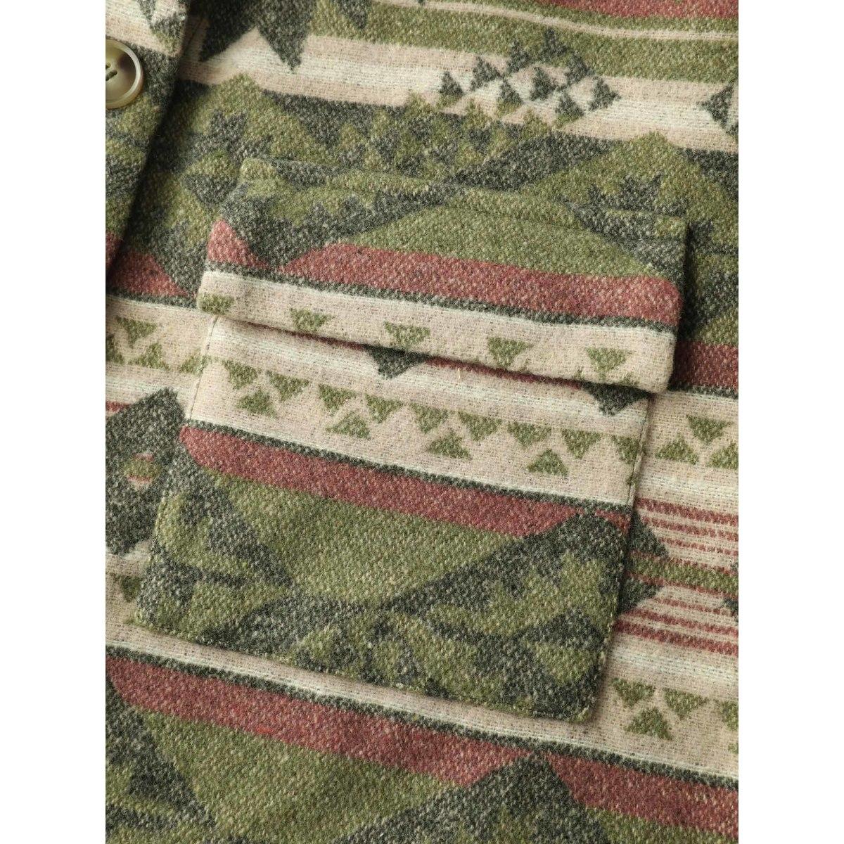 Plus Size Cozy Print Wool Blend Pockets Jacket Women ArmyGreen Button Slanted pocket Casual Jackets BloomChic 28/5X Product Image