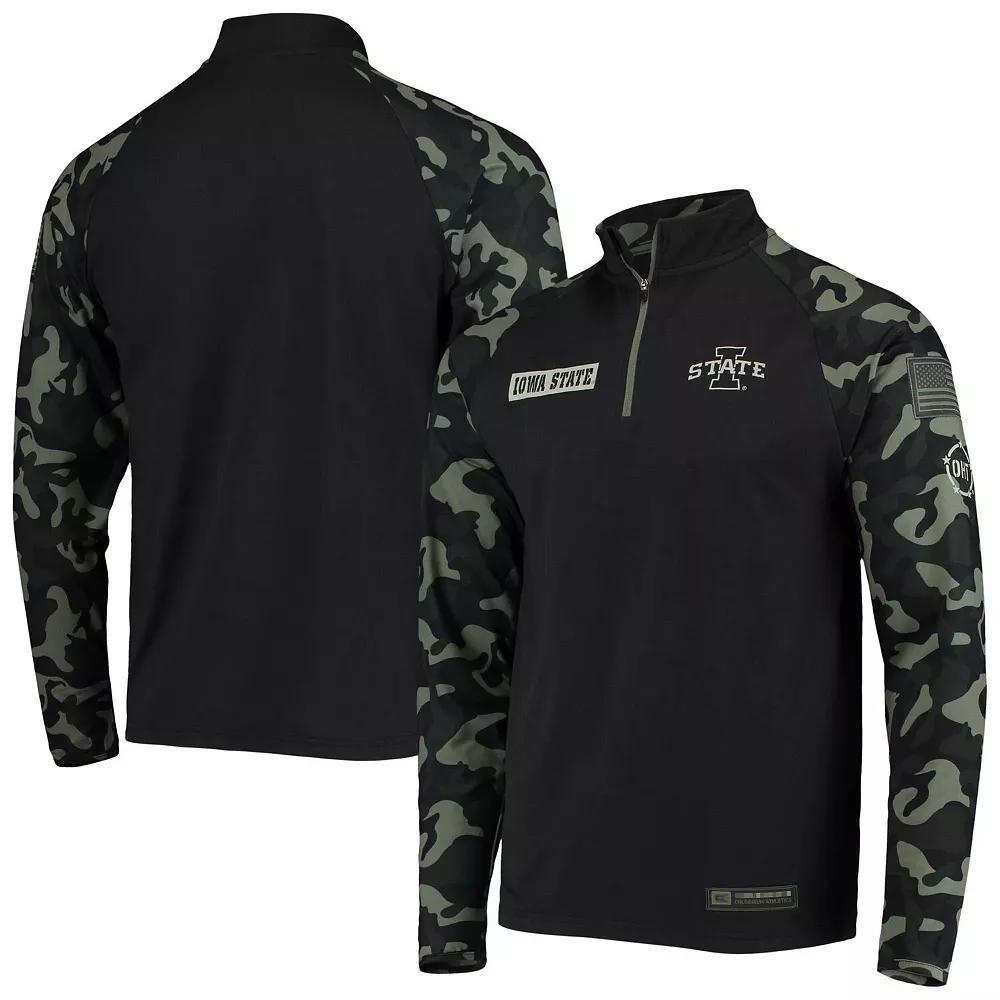 Men's Colosseum Black/Camo Iowa State Cyclones OHT Military Appreciation Take Flight Raglan Quarter-Zip Jacket, Size: Medium Product Image