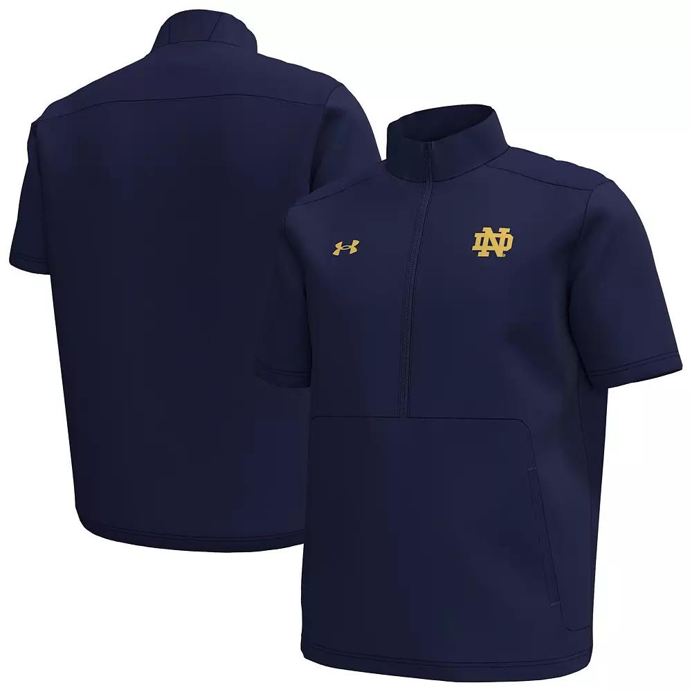 Men's Under Armour Navy Notre Dame Fighting Irish Motivate Quarter-Zip Short Sleeve Top,  Product Image