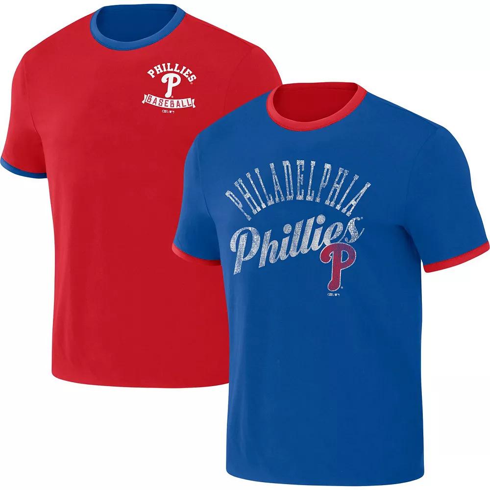 Men's Darius Rucker Collection by Fanatics Red/Royal Philadelphia Phillies Two-Way Ringer Reversible T-Shirt, Size: Small Product Image