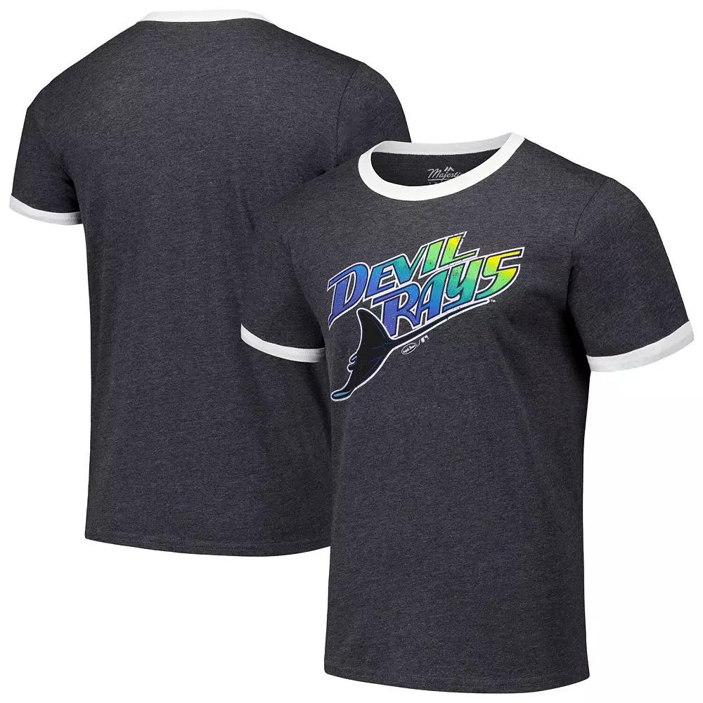 Men's Majestic Threads Black Tampa Bay Rays Ringer Tri-Blend T-Shirt,  Product Image