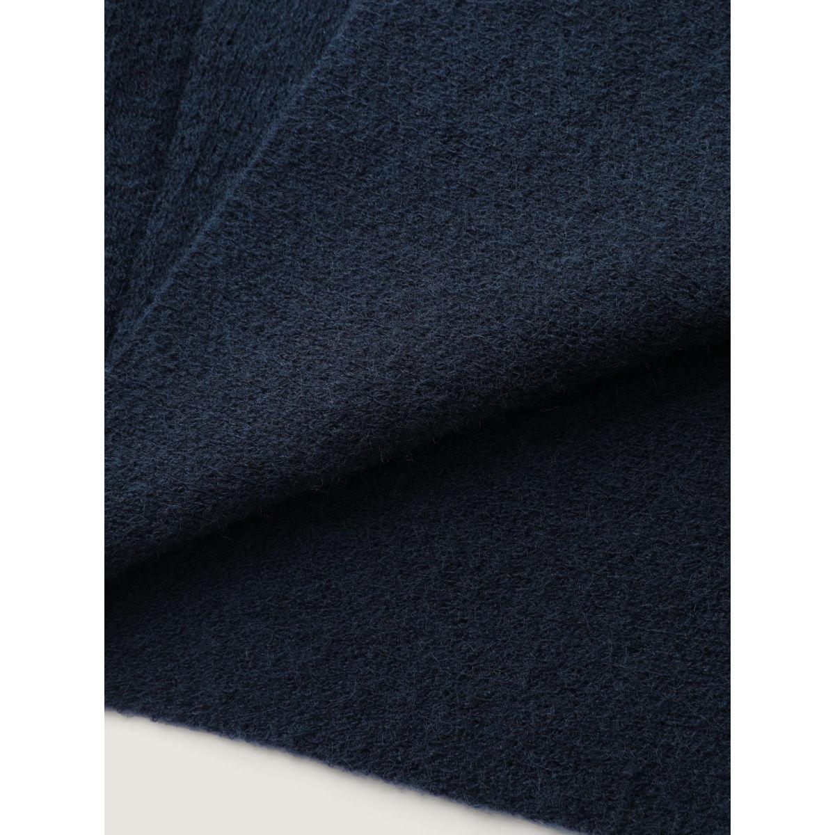 Plus Size Heart Pattern Flowy Front-Open Knit Cardigan Navy Women Leisure Loose Long Sleeve Casual Cardigans BloomChic 14-16/1X Product Image