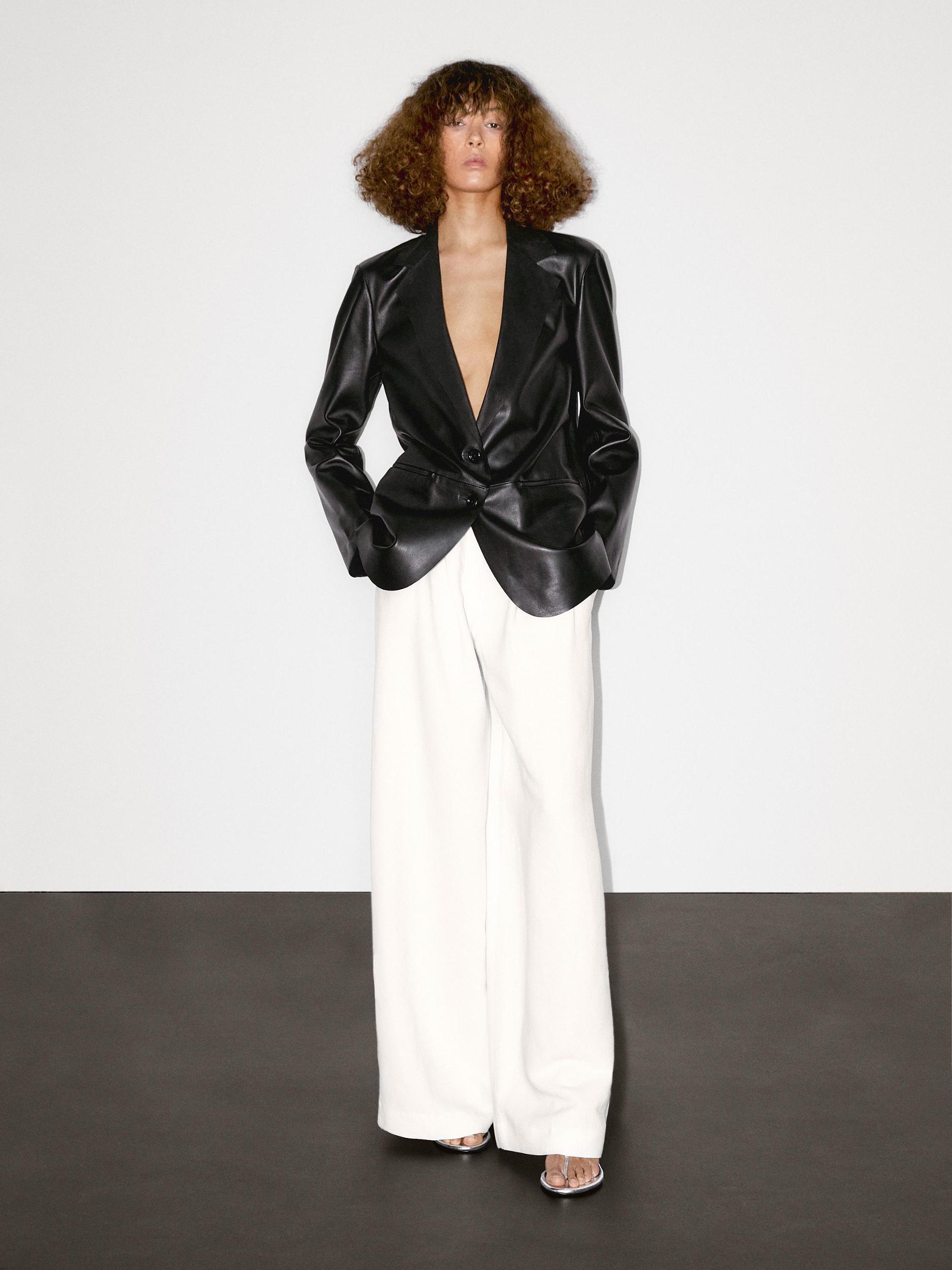 Flowing nappa leather blazer Product Image