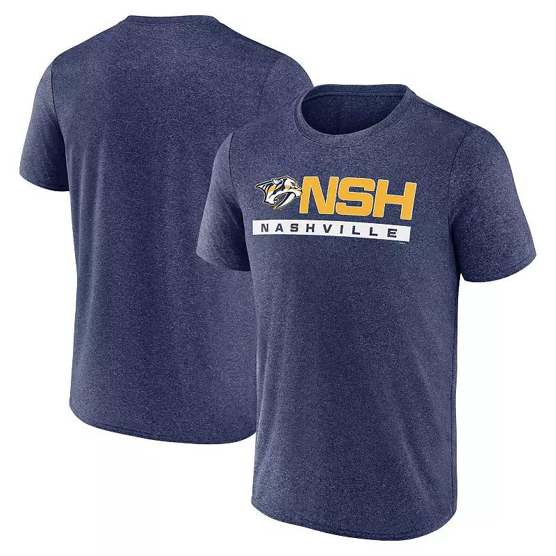 Men's Fanatics Branded Heather Navy Nashville Predators Playmaker T-Shirt, Size: Large, Pdt Blue Product Image