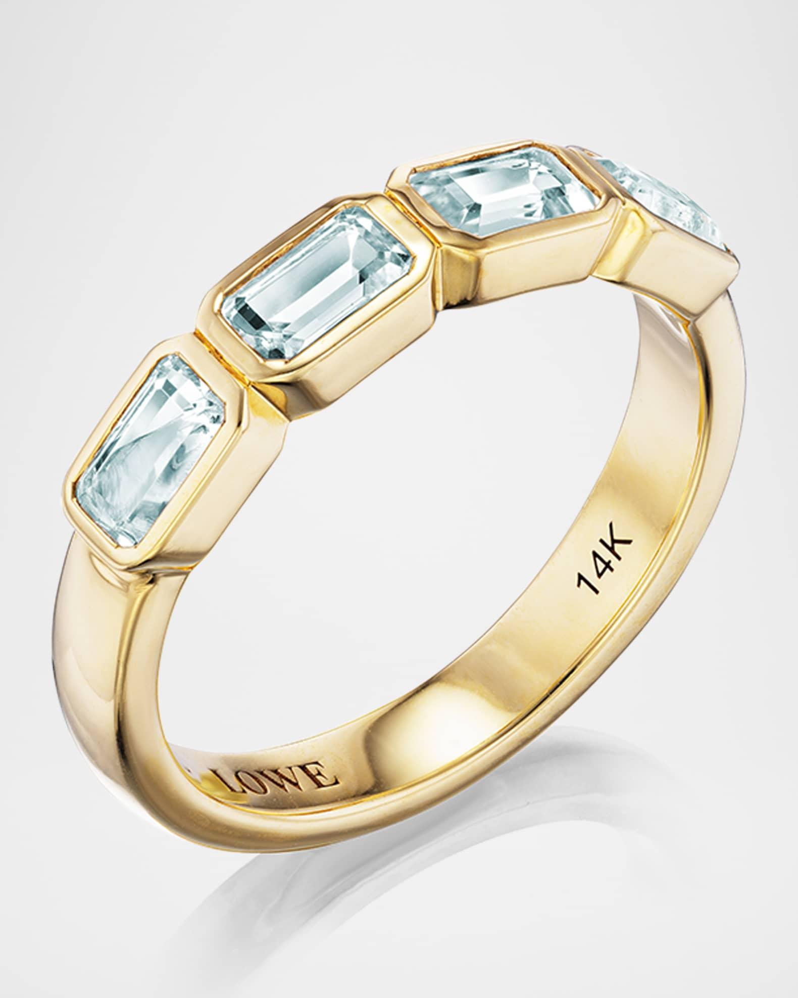 14K Yellow Gold Aquamarine Stacking Band Ring Product Image