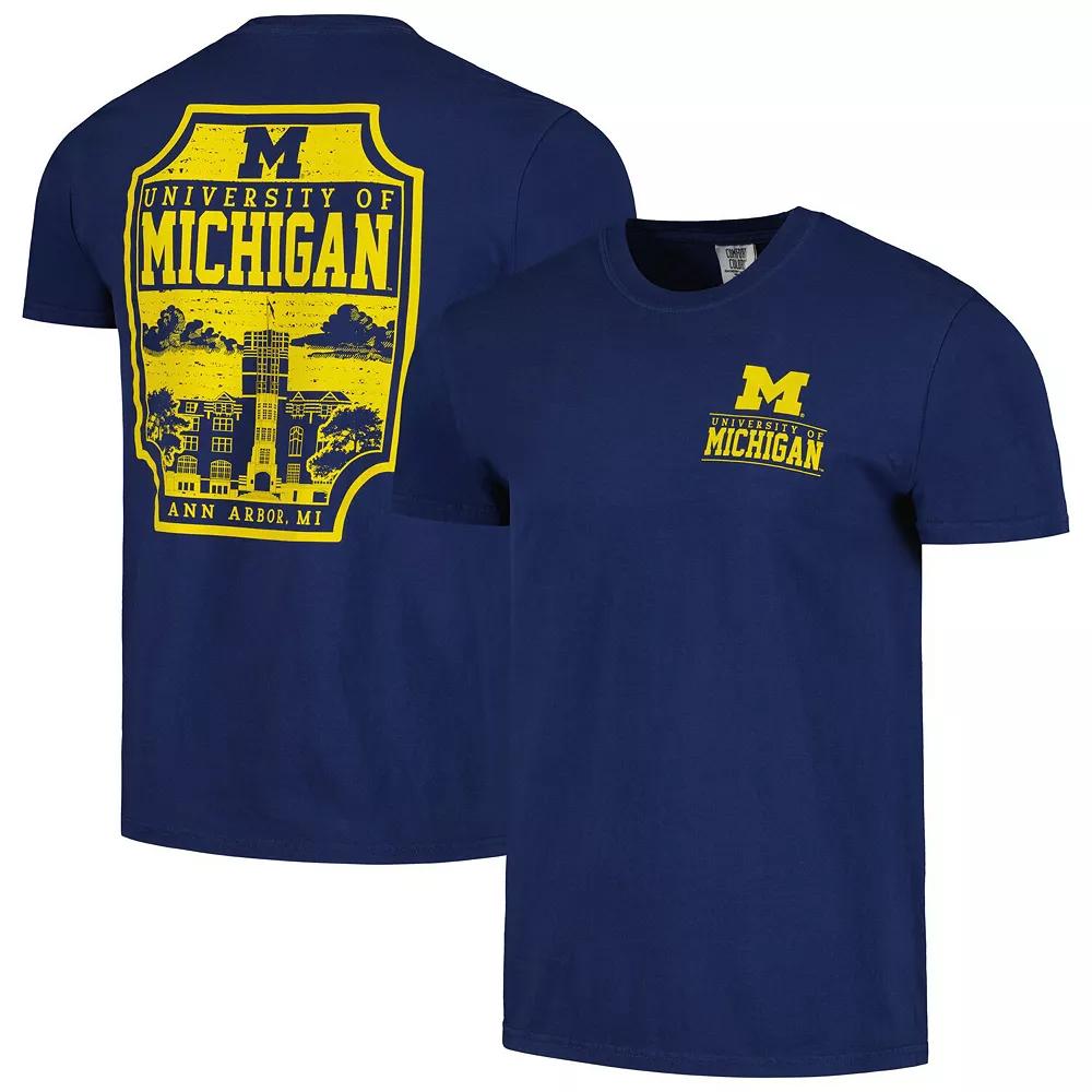 Men's Navy Michigan Wolverines Campus Badge Comfort Colors T-Shirt,  Product Image