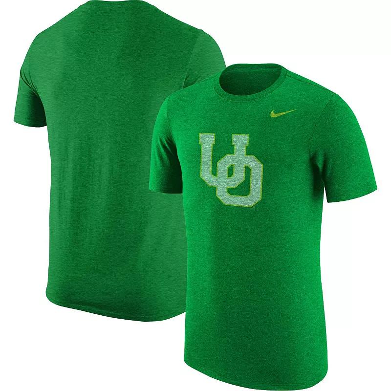 Men's Nike Heather Kelly Green Oregon Ducks Vintage Logo Tri-Blend T-Shirt, Size: 2XL Product Image
