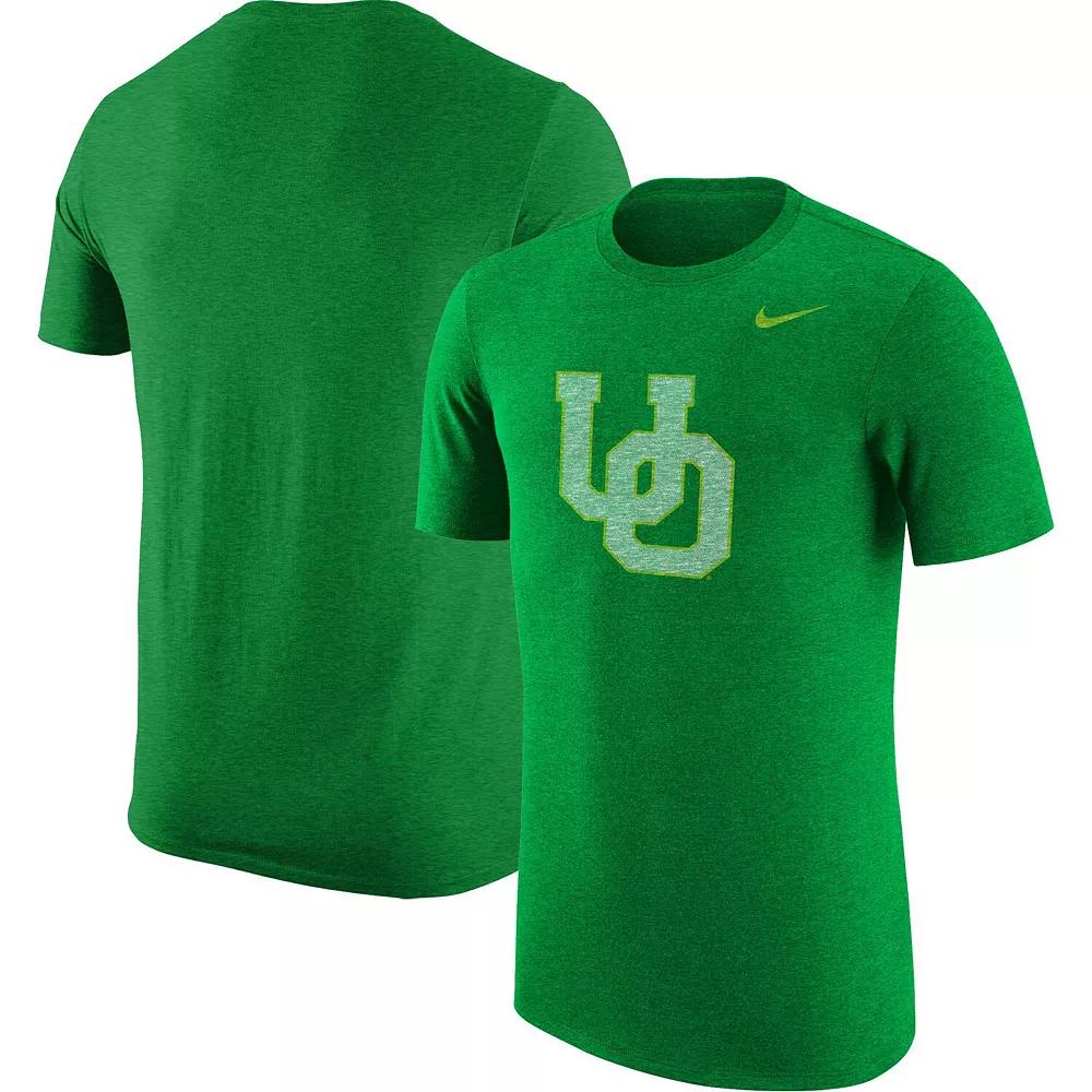 Men's Nike Heather Kelly Green Oregon Ducks Vintage Logo Tri-Blend T-Shirt, Size: 2XL Product Image