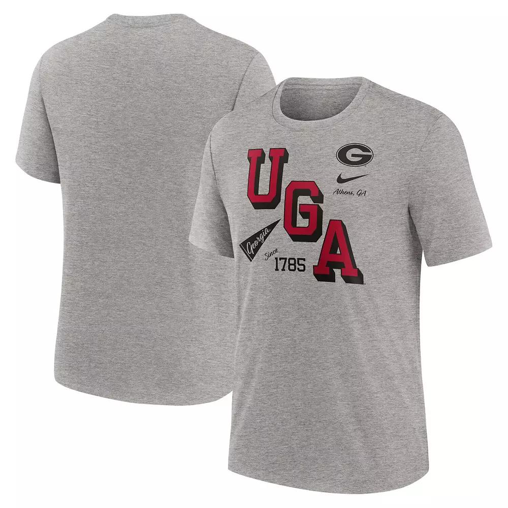 Men's Nike Heather Gray Georgia Bulldogs Blitz Roll Call Tri-Blend T-Shirt,  Product Image