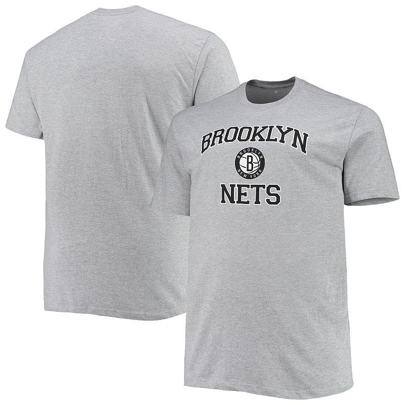 Men's Heathered Gray Brooklyn Nets Big & Tall Heart & Soul T-Shirt,  Product Image
