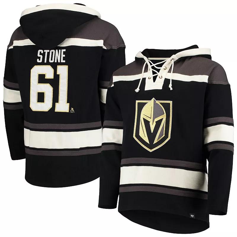 Men's '47 Mark Stone Black Vegas Golden Knights Player Name & Number Lacer Pullover Hoodie,  Product Image