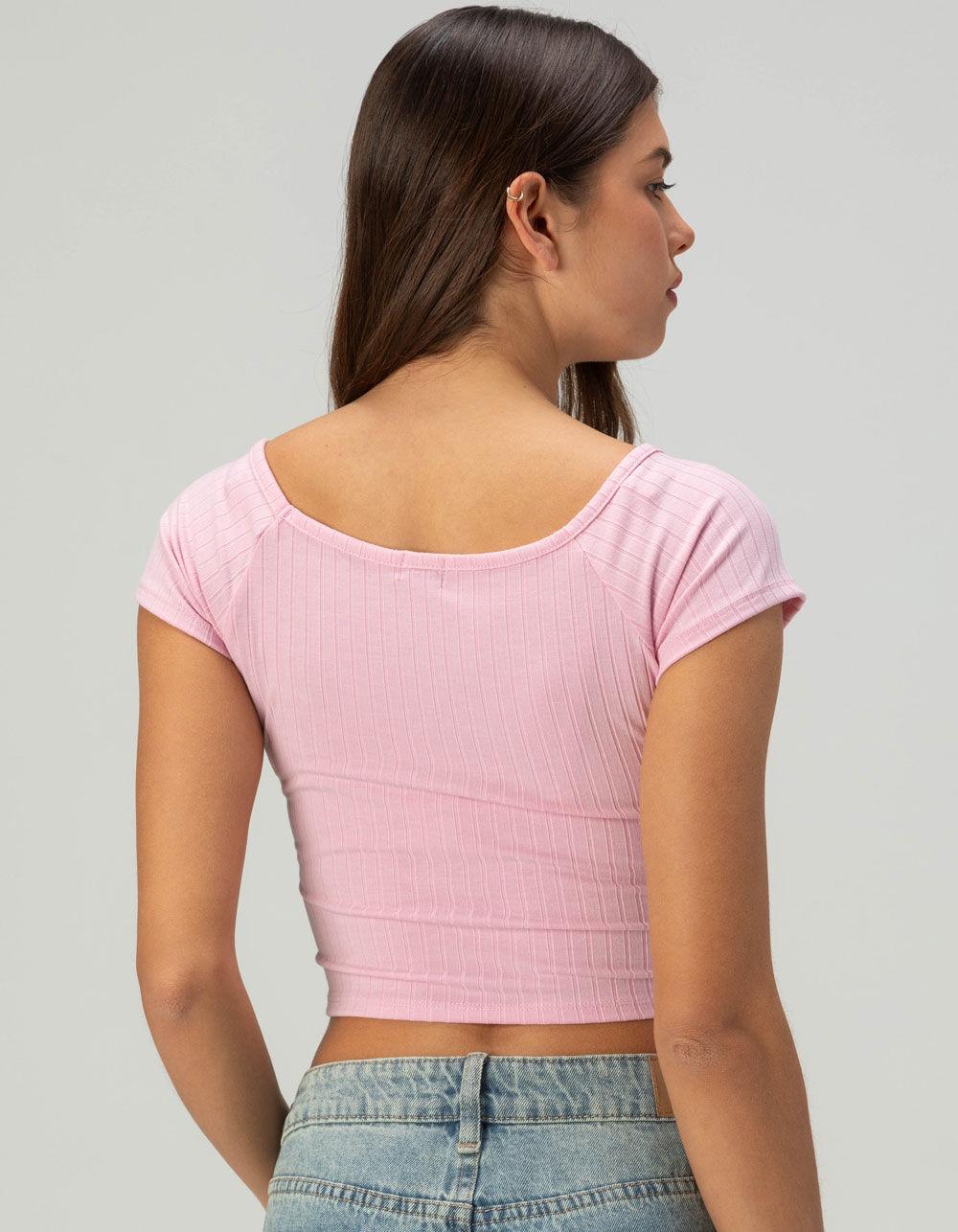 TILLYS Boat Neck Womens Tee - PINK Product Image