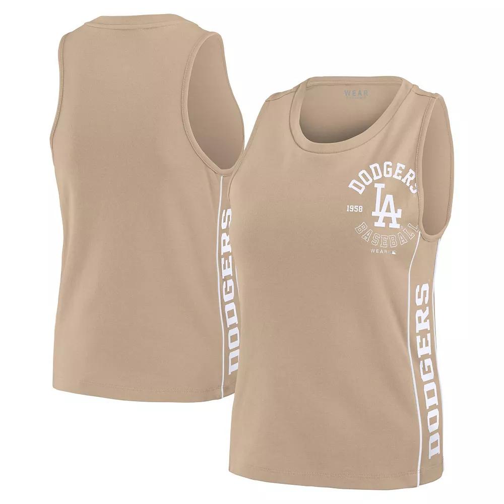 Women's WEAR by Erin Andrews Tan Los Angeles Dodgers Tonal Tank Top, Size: Small, Team Product Image