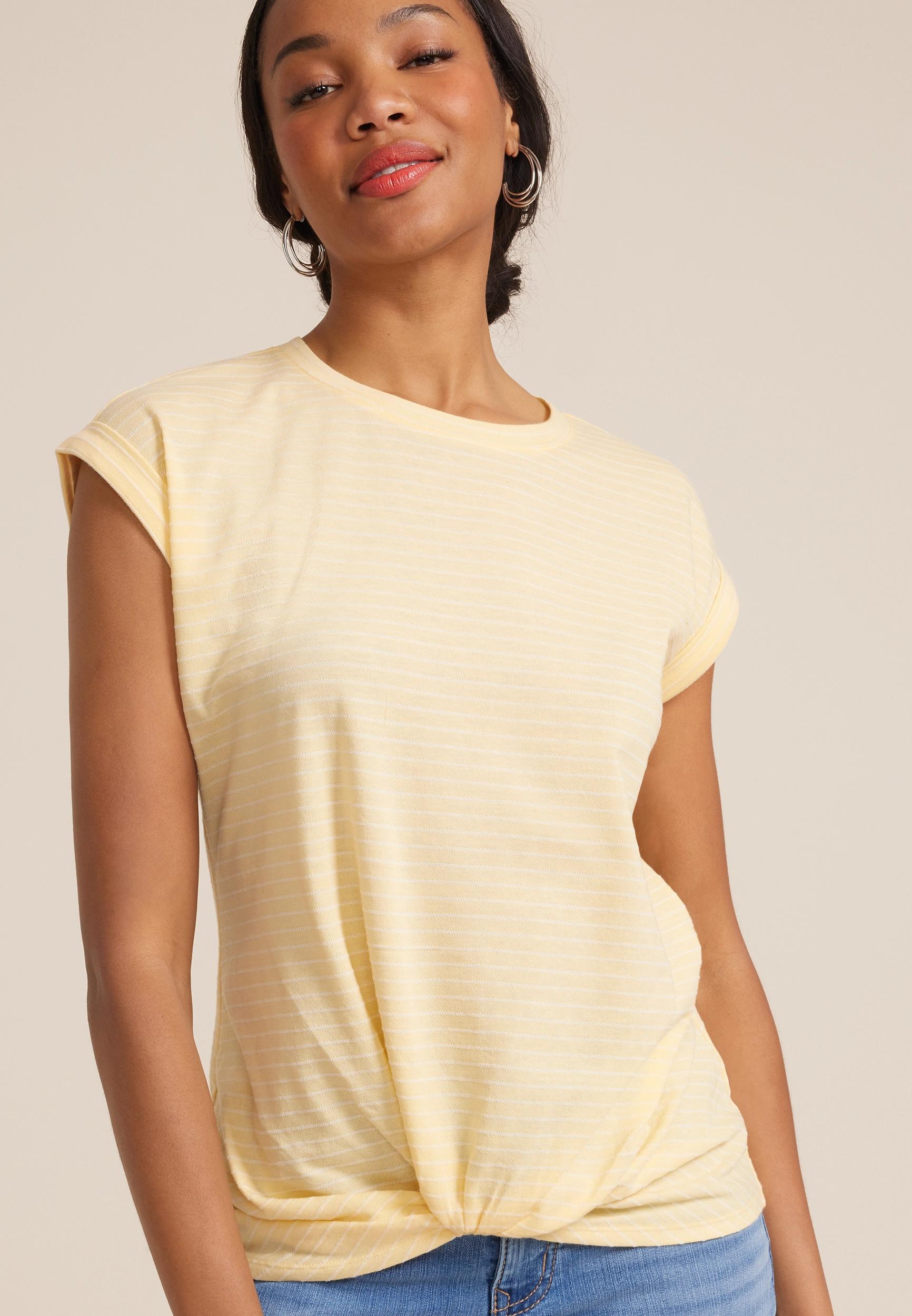 24/7 Austin Striped Knot Hem Short Sleeve Tee Product Image