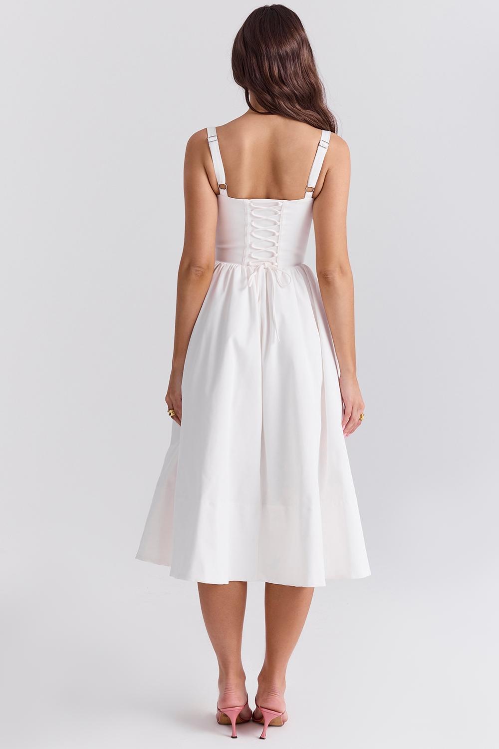 Kelly  white corset midi sundress Product Image