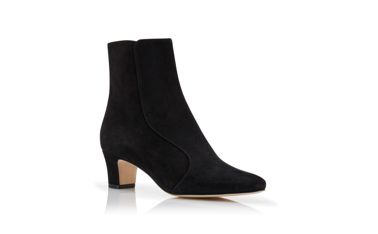 MYCONIA Black Suede Round Toe Ankle Boots Product Image