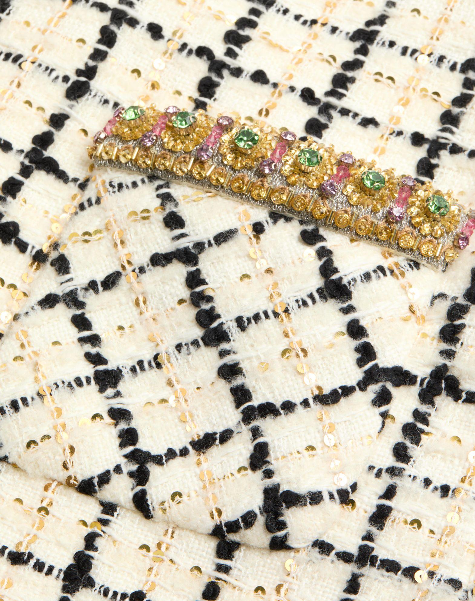 Embroidered Short Dress In Tweed Check Pailettes Product Image