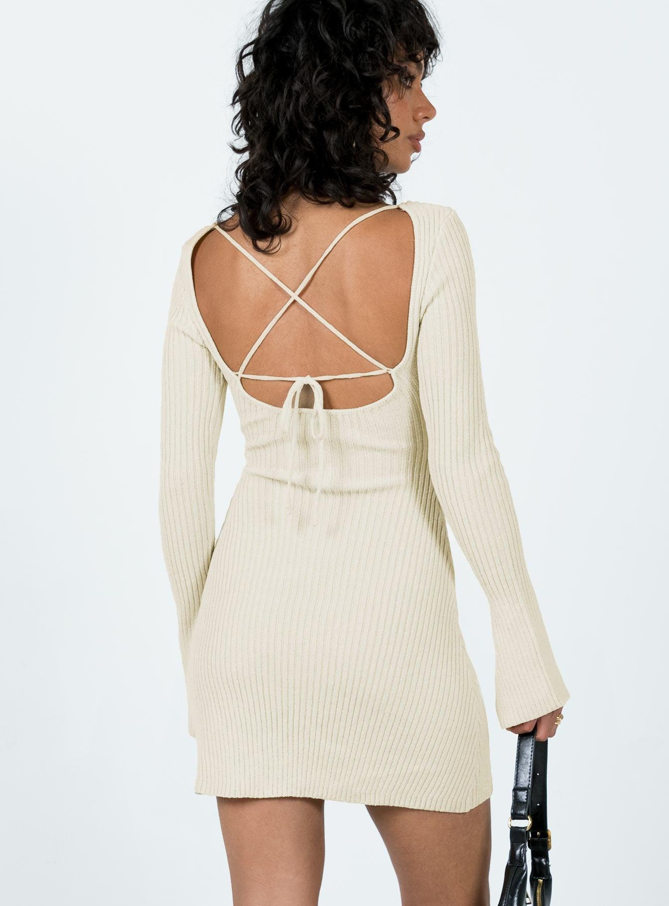Brownhall Long Sleeve Mini Dress Beige Product Image