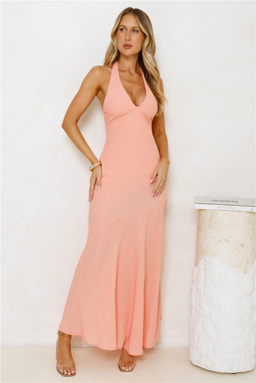 Polished Edge Halter Maxi Dress Orange Product Image