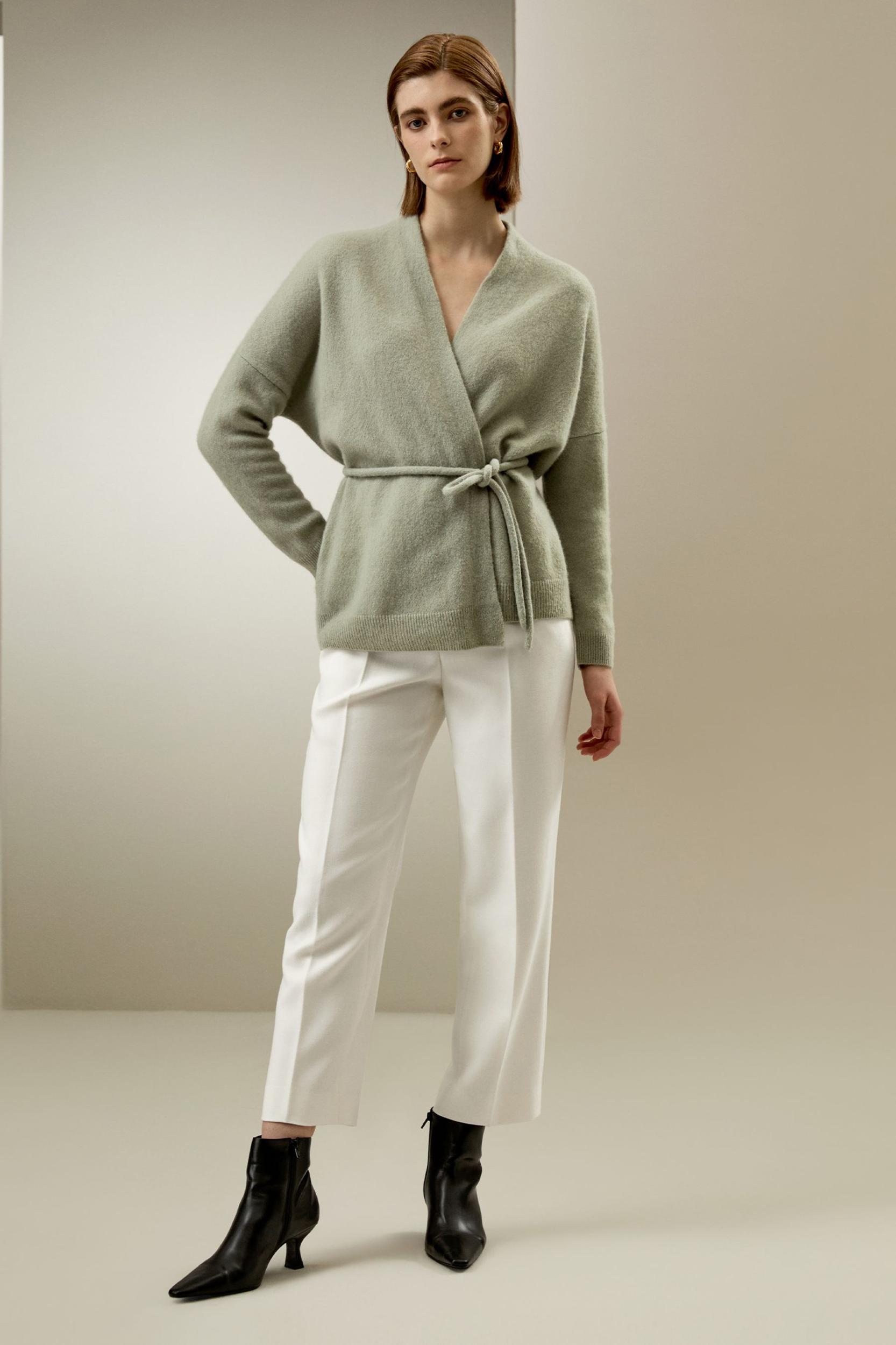 LILYSILK Cashmere Cardigan Women - Gray Cashmere Silk - Comfortable High Ribbed Sweater L Product Image