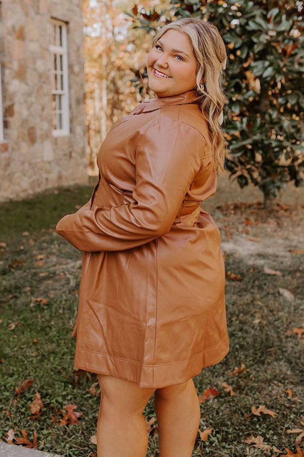 Mostly Amused Faux Leather Dress in Camel Curves Product Image